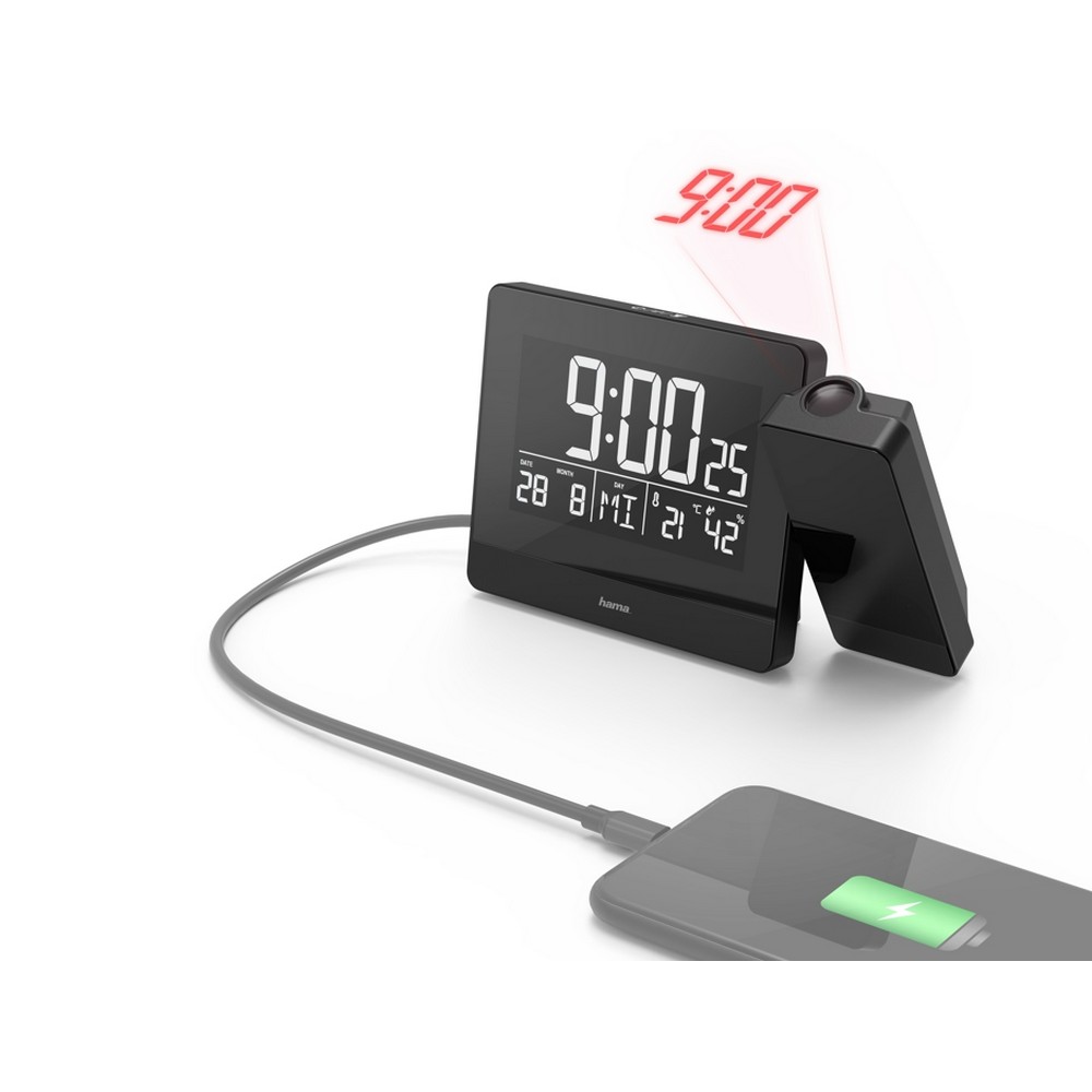 Zegar, budzik z projektorem Hama Plus Charge P158336X