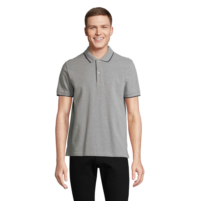 PALERMO POLO SHIRT P158409O grey melange / french navy