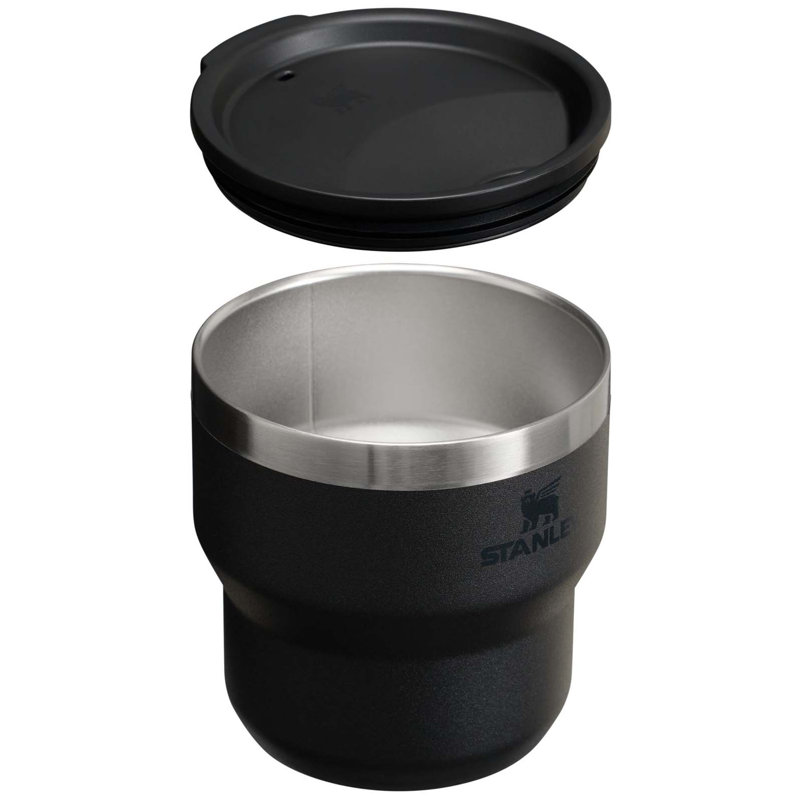 Termoizolowany kubek kempingowy Stanley Stay Hot 295 ml ze stali nierdzewnej, umożliwiający wkładanie kubków jeden w drugi P160004C czarny Termoizolowany kubek kempingowy Stanley Stay Hot 295 ml ze stali nierdzewnej, umożliwiający wkładanie kubków jeden w drugi P160004C czarny