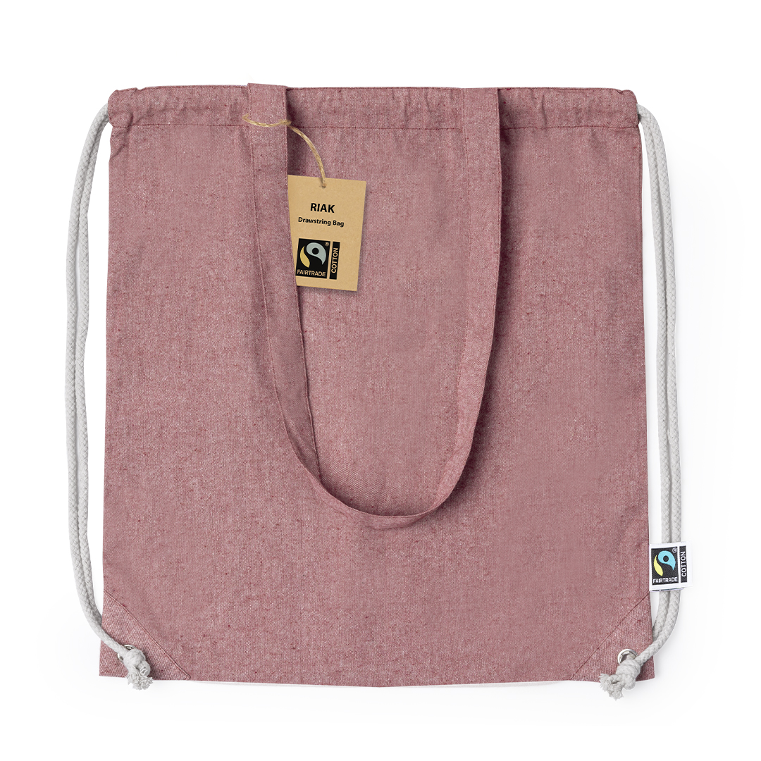 Worek ze sznurkiem Riak Fairtrade P170275T czerwony