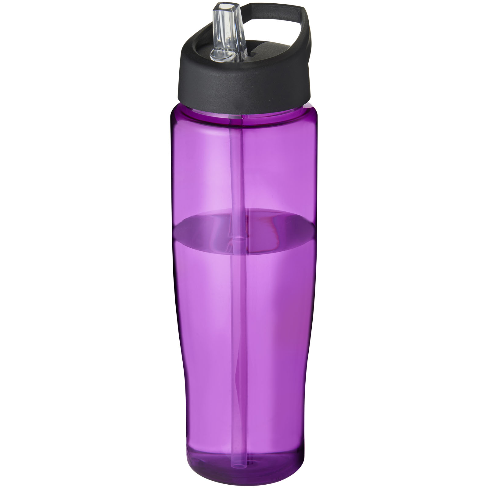 Bidon H2O Tempo® o pojemności 700 ml z wieczkiem z słomką P069173C fioletowy / czarny