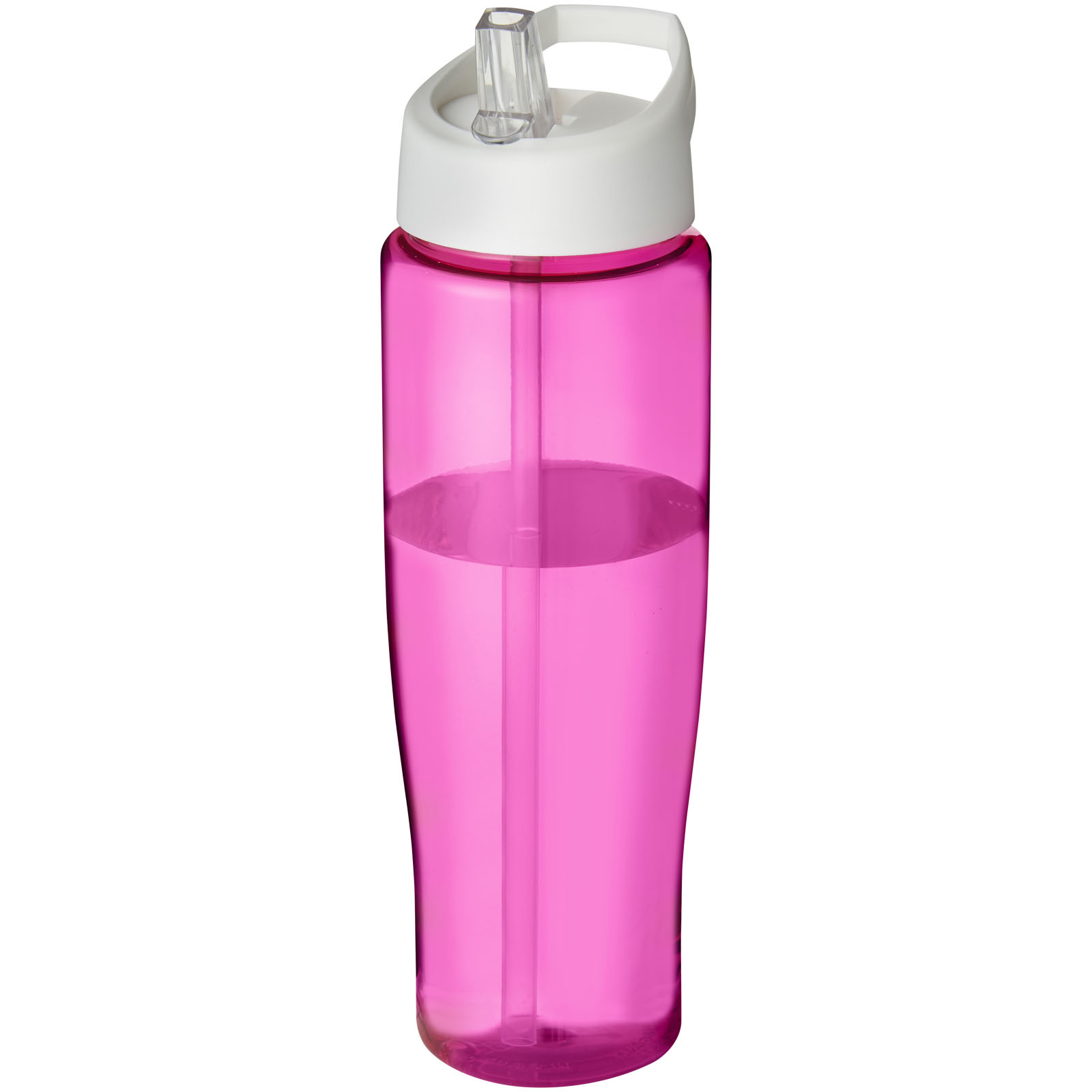 Bidon H2O Tempo® o pojemności 700 ml z wieczkiem z słomką P069173C różowy / biały