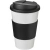 Kubek Americano® 350 ml z uchwytem i pokrywką chroniącą przed rozlaniem P072775C biały / czarny