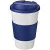 Kubek Americano® 350 ml z uchwytem i pokrywką chroniącą przed rozlaniem P072775C biały / niebieski