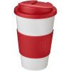 Kubek Americano® 350 ml z uchwytem i pokrywką chroniącą przed rozlaniem P072775C biały / czerwony