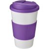 Kubek Americano® 350 ml z uchwytem i pokrywką chroniącą przed rozlaniem P072775C biały / fioletowy