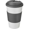 Kubek Americano® 350 ml z uchwytem i pokrywką chroniącą przed rozlaniem P072775C biały / szary