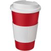 Kubek Americano® 350 ml z uchwytem i pokrywką chroniącą przed rozlaniem P072775C czerwony / biały