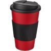 Kubek Americano® 350 ml z uchwytem i pokrywką chroniącą przed rozlaniem P072775C czerwony / czarny