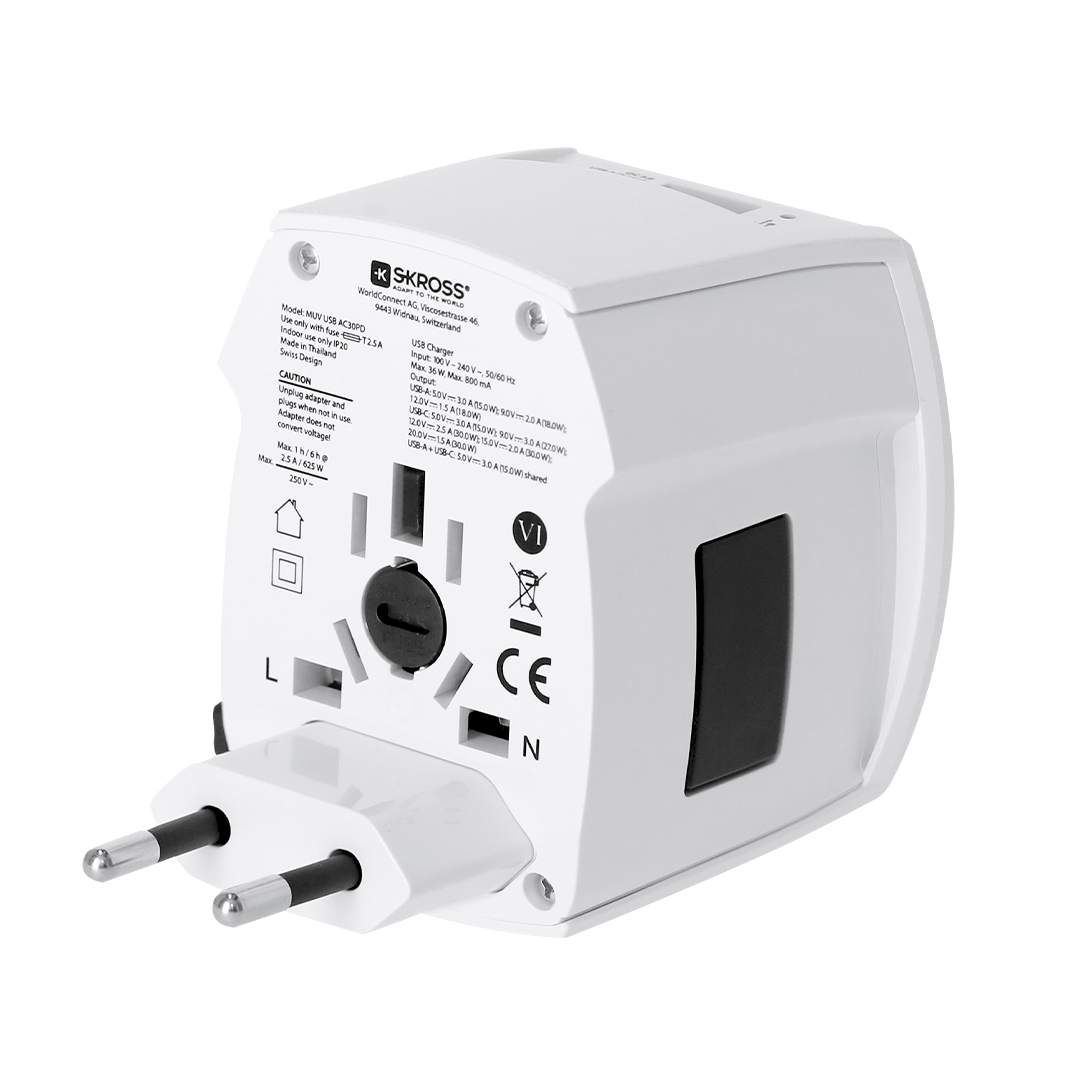 Uniwersalny adapter podróżny SKROSS MUV USB 30W PD P175451T