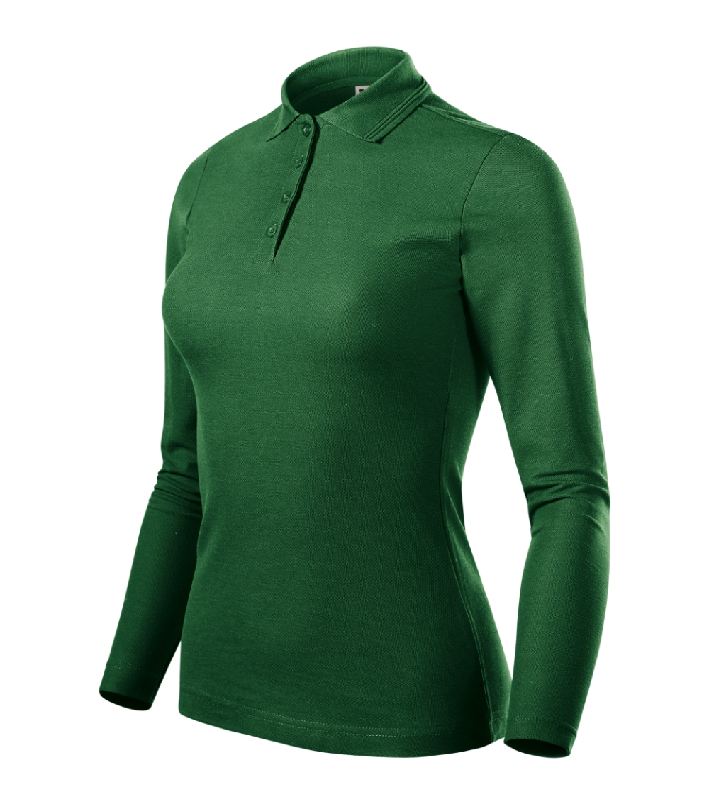Koszulka polo damska Pique Polo LS P049292F zieleń butelkowa