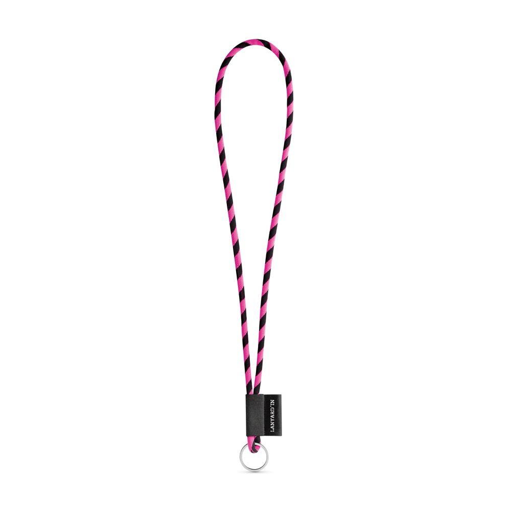 SET Lanyard TUBE Long (Ø 7 mm) z kółkiem Ø 32 mm P054633S czarny / różowy