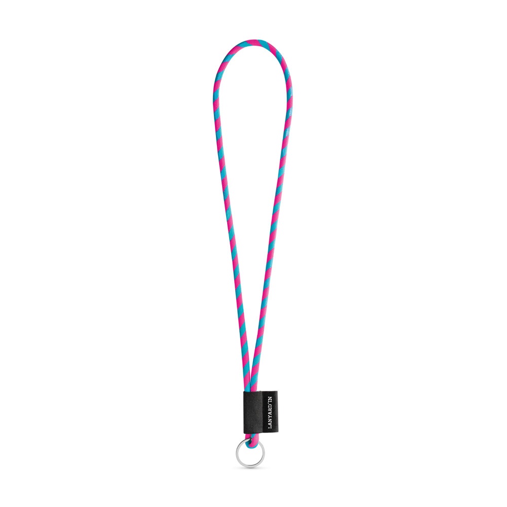 SET Lanyard TUBE Long (Ø 7 mm) z kółkiem Ø 32 mm P054633S opalizujący różowy / błękitny