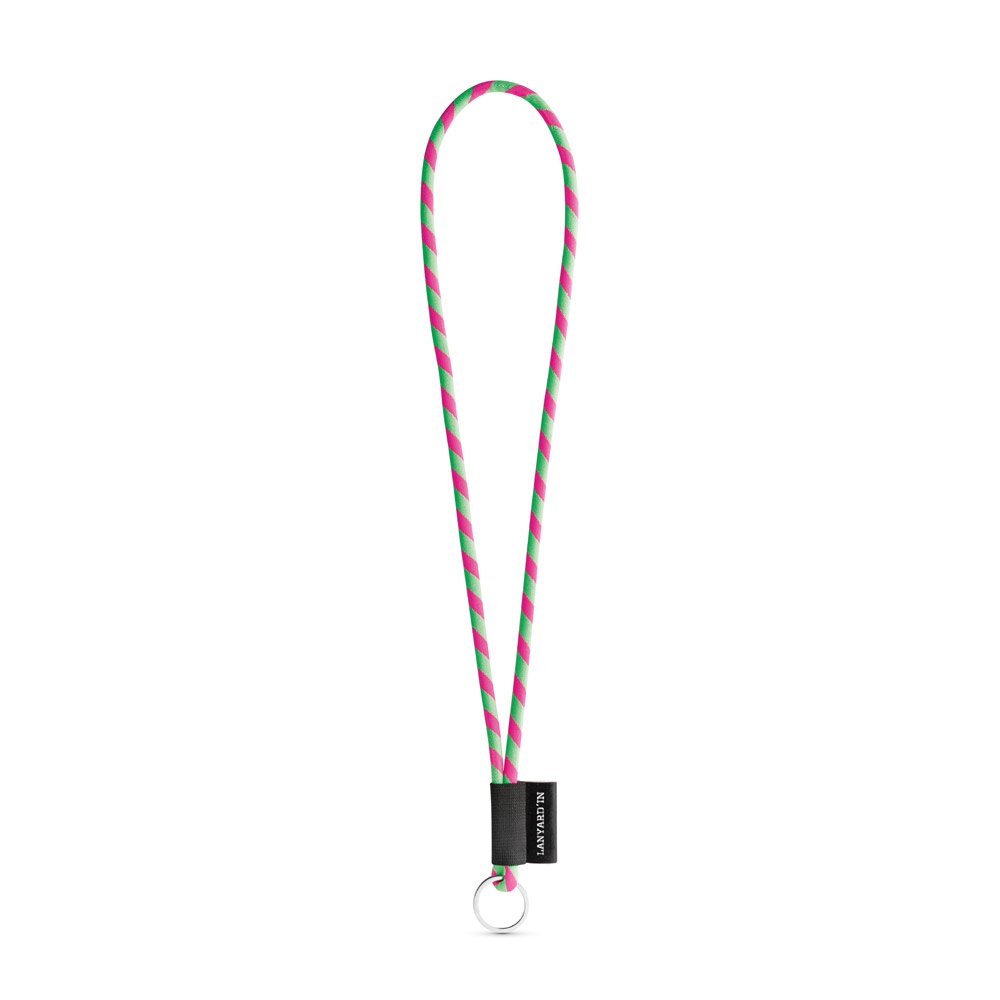 SET Lanyard TUBE Long (Ø 7 mm) z kółkiem Ø 32 mm P054633S fluorescencyjny zielony / opalizujący różowy