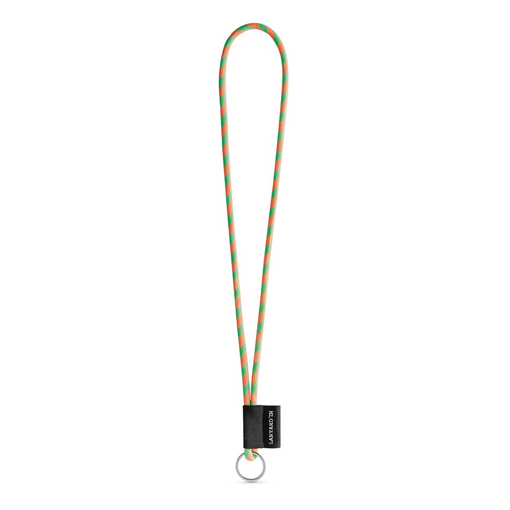 SET Lanyard TUBE Long (Ø 7 mm) z kółkiem Ø 32 mm P054633S fluorescencyjny zielony / pomarańczowy