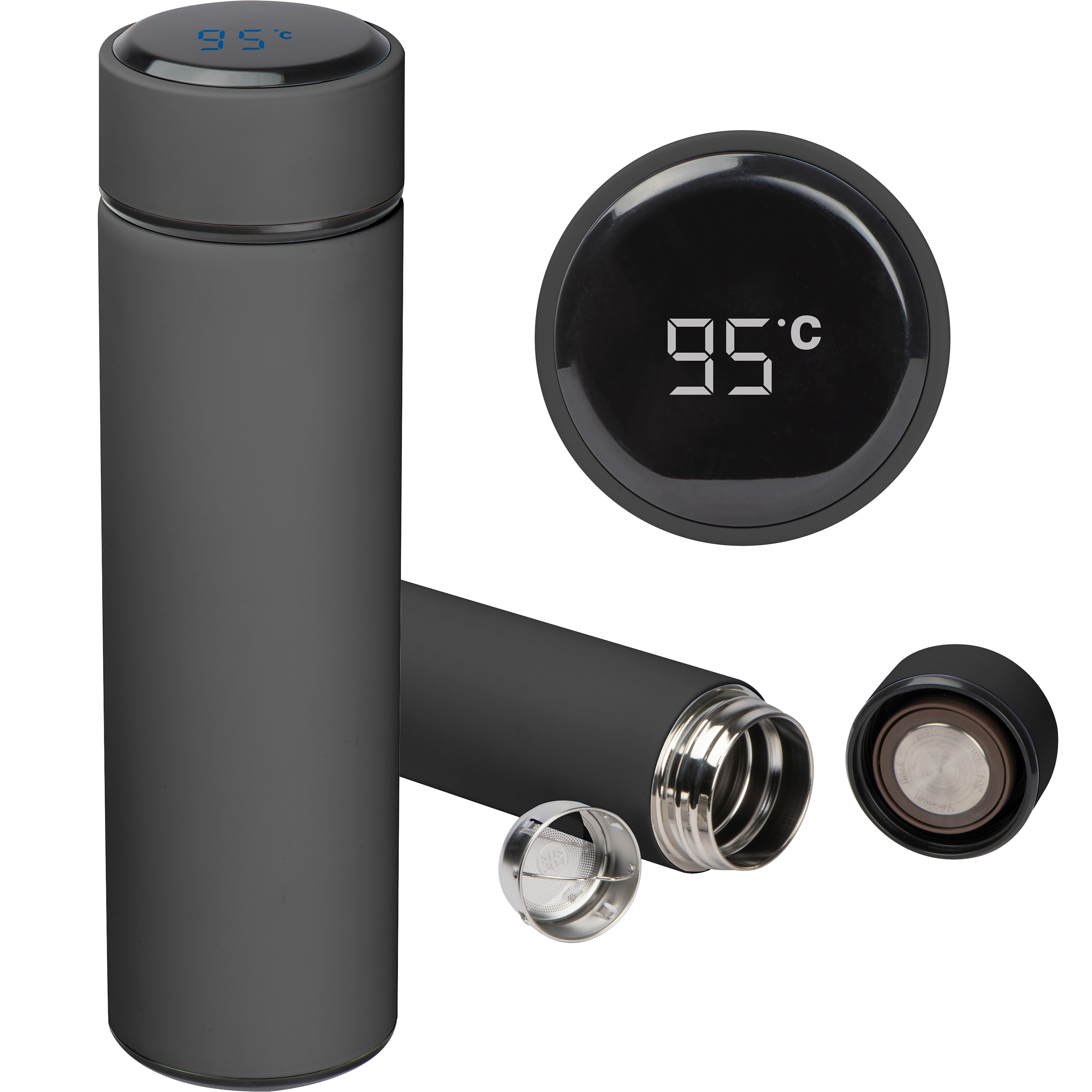 Termos z wyświetlaczem LED 450 ml WINSTON P086535K czarny