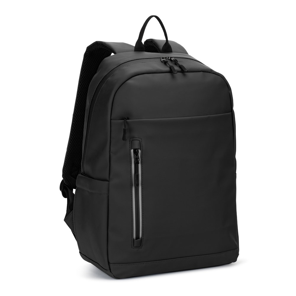 NOUMEA. Plecak na laptopa (16") z PU, z wodoodpornymi zamkami P177404S czarny NOUMEA. Plecak na laptopa (16") z PU, z wodoodpornymi zamkami P177404S czarny