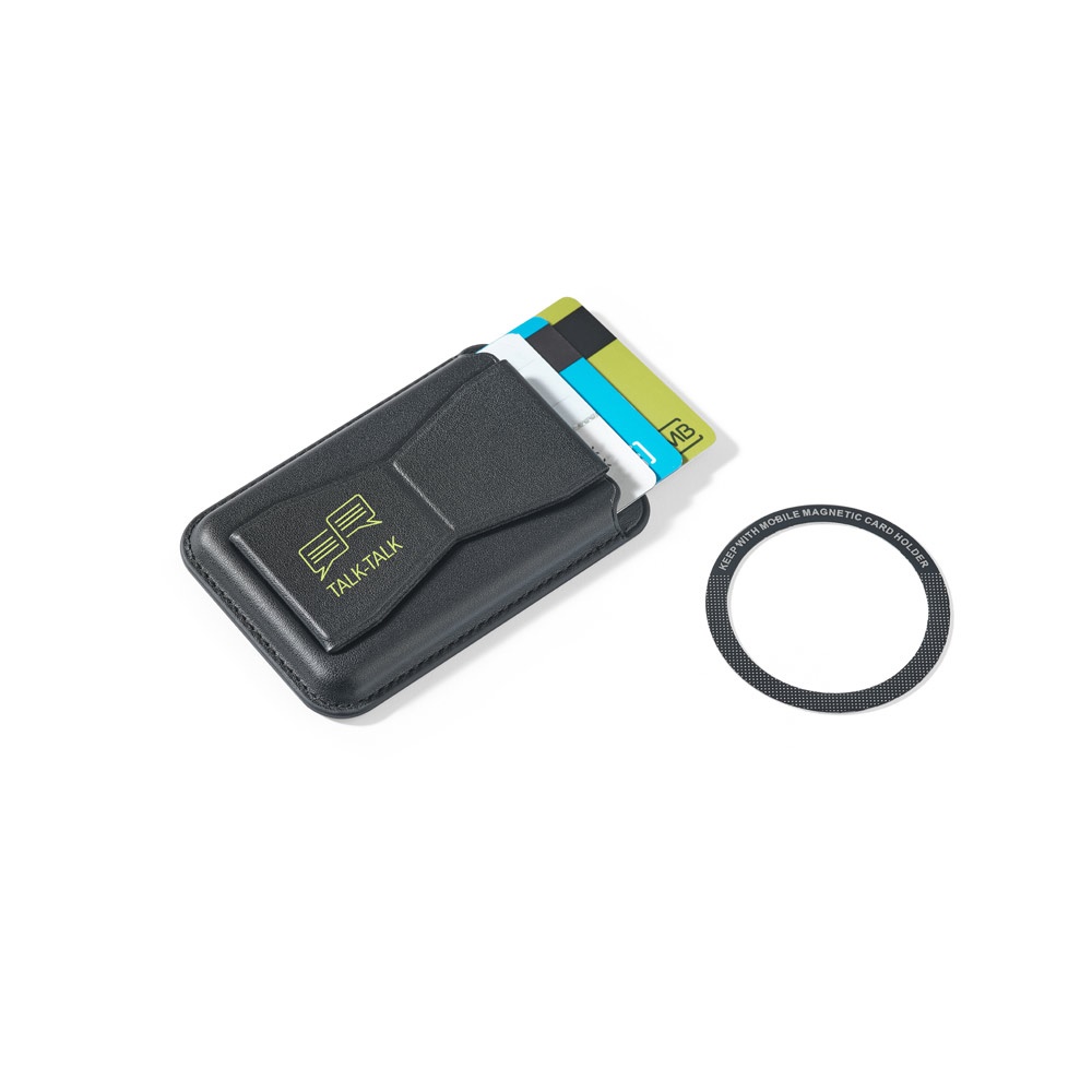 CONNOR. Magnetyczny uchwyt na karty wykonany ze skóry PU, łatwo mocowany do tylnej części telefonu komórkowego, z blokadą RFID P177461S 2 CONNOR. Magnetyczny uchwyt na karty wykonany ze skóry PU, łatwo mocowany do tylnej części telefonu komórkowego, z blokadą RFID P177461S