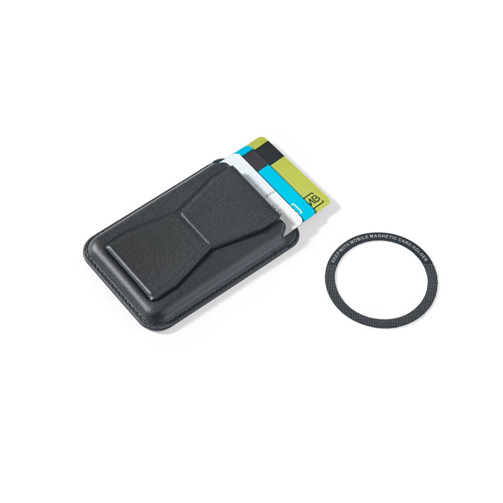 CONNOR. Magnetyczny uchwyt na karty wykonany ze skóry PU, łatwo mocowany do tylnej części telefonu komórkowego, z blokadą RFID P177461S 5 CONNOR. Magnetyczny uchwyt na karty wykonany ze skóry PU, łatwo mocowany do tylnej części telefonu komórkowego, z blokadą RFID P177461S