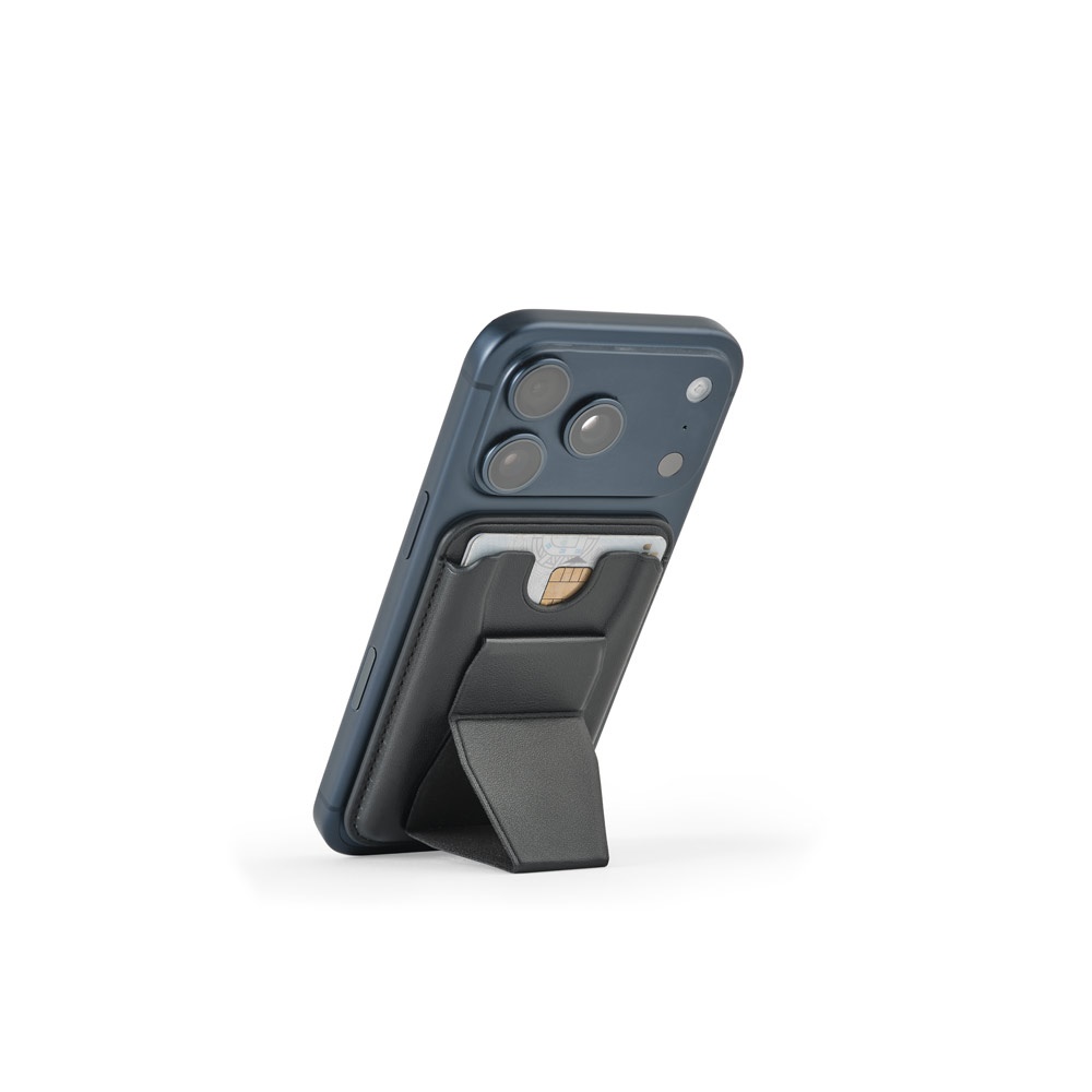 CONNOR. Magnetyczny uchwyt na karty wykonany ze skóry PU, łatwo mocowany do tylnej części telefonu komórkowego, z blokadą RFID P177461S 6 CONNOR. Magnetyczny uchwyt na karty wykonany ze skóry PU, łatwo mocowany do tylnej części telefonu komórkowego, z blokadą RFID P177461S