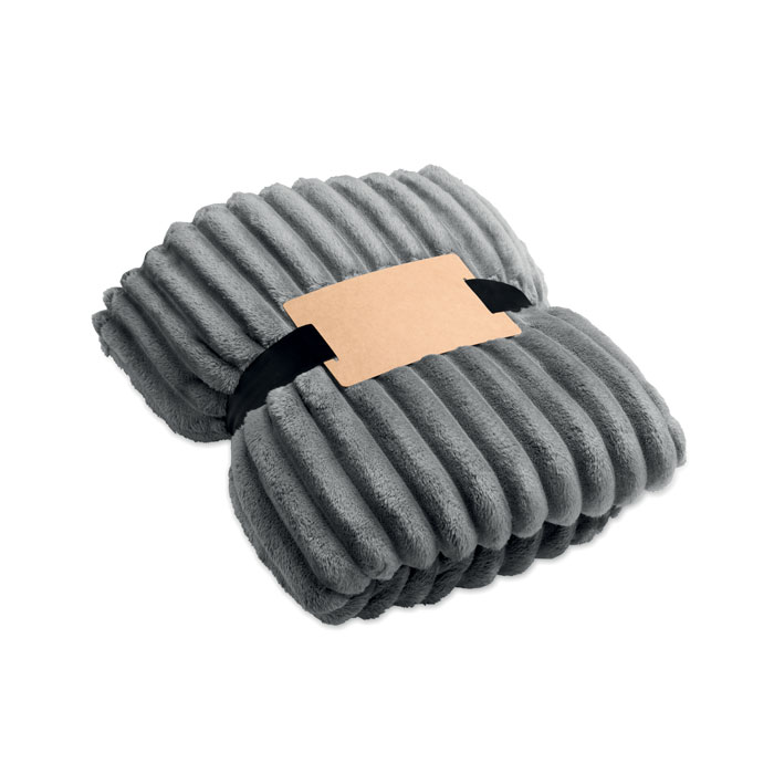 Polarowy koc w paski RPET P177925O kamienny szary