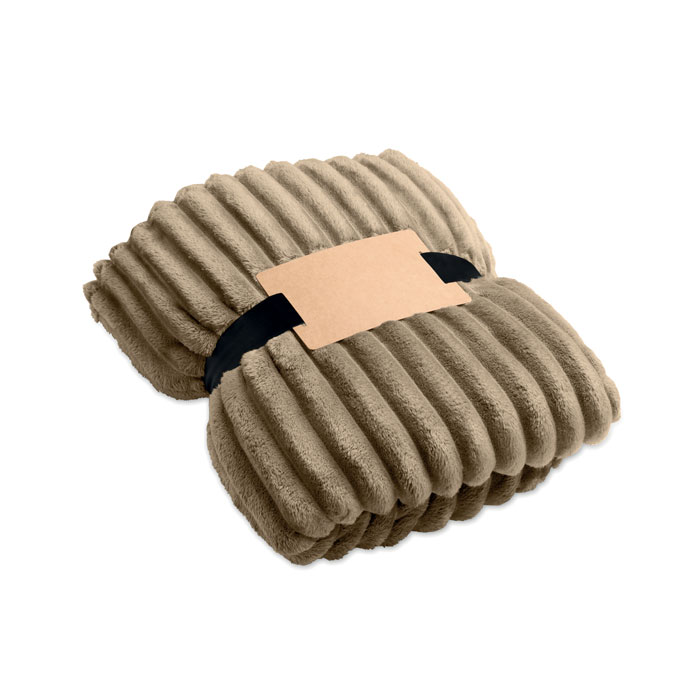 Polarowy koc w paski RPET P177925O khaki