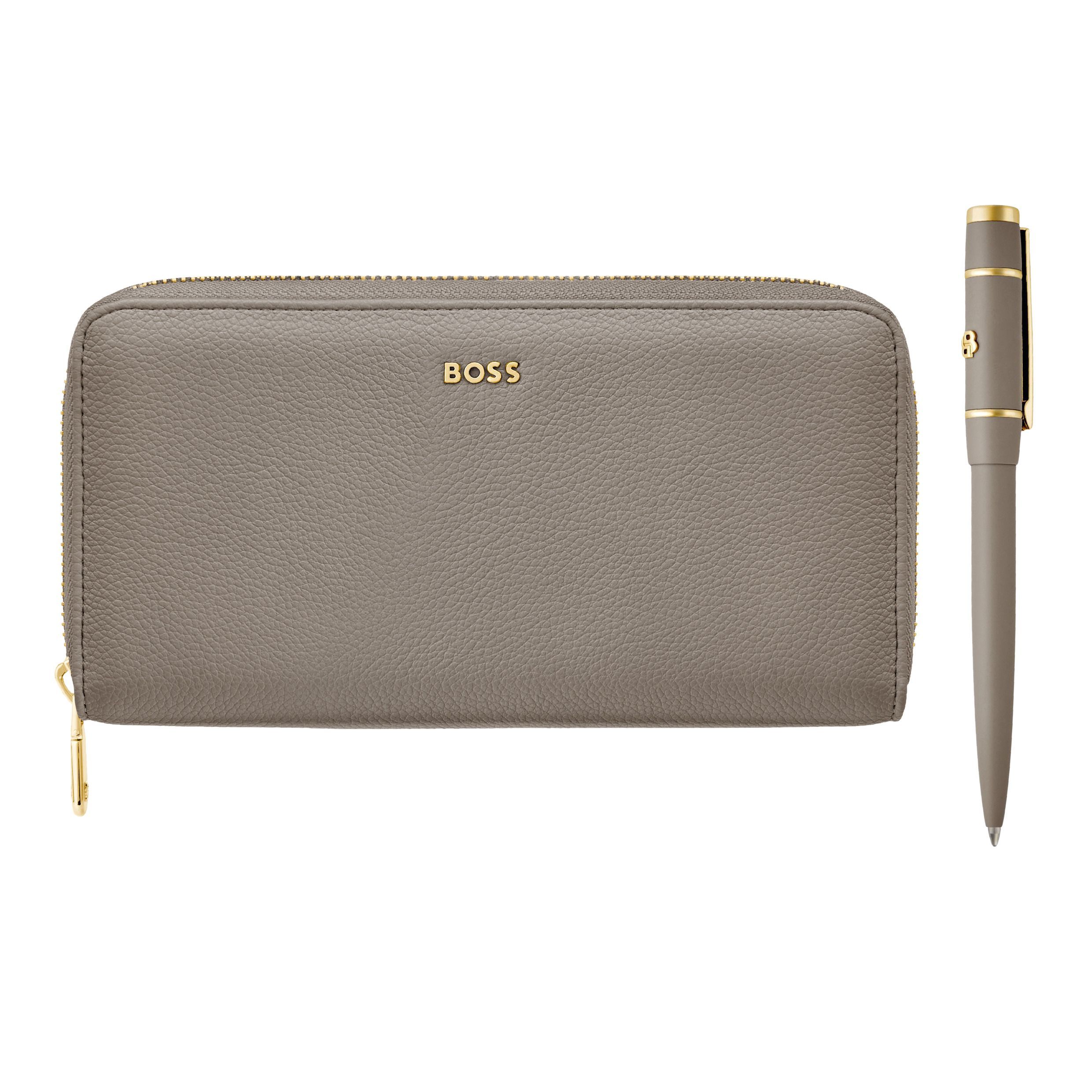Zestaw HUGO BOSS Taupe (długopis i portfel podróżny) P153573P
