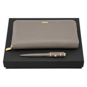 Zestaw HUGO BOSS Taupe (długopis i portfel podróżny) P153573P 
