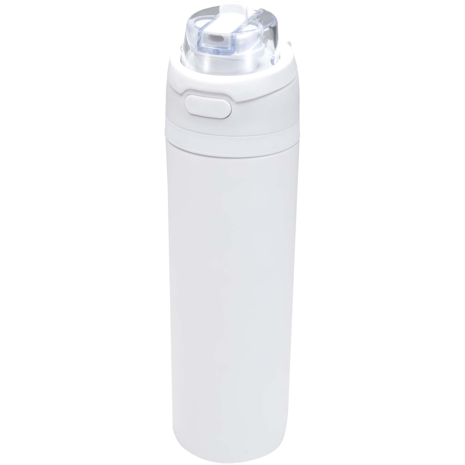 Bidon na wodę Theron 800 ml z jednowarstwowej stali nierdzewnej pochodzącej z recyklingu, certyfikowanej zgodnie z RCS, z pok P179017C biały