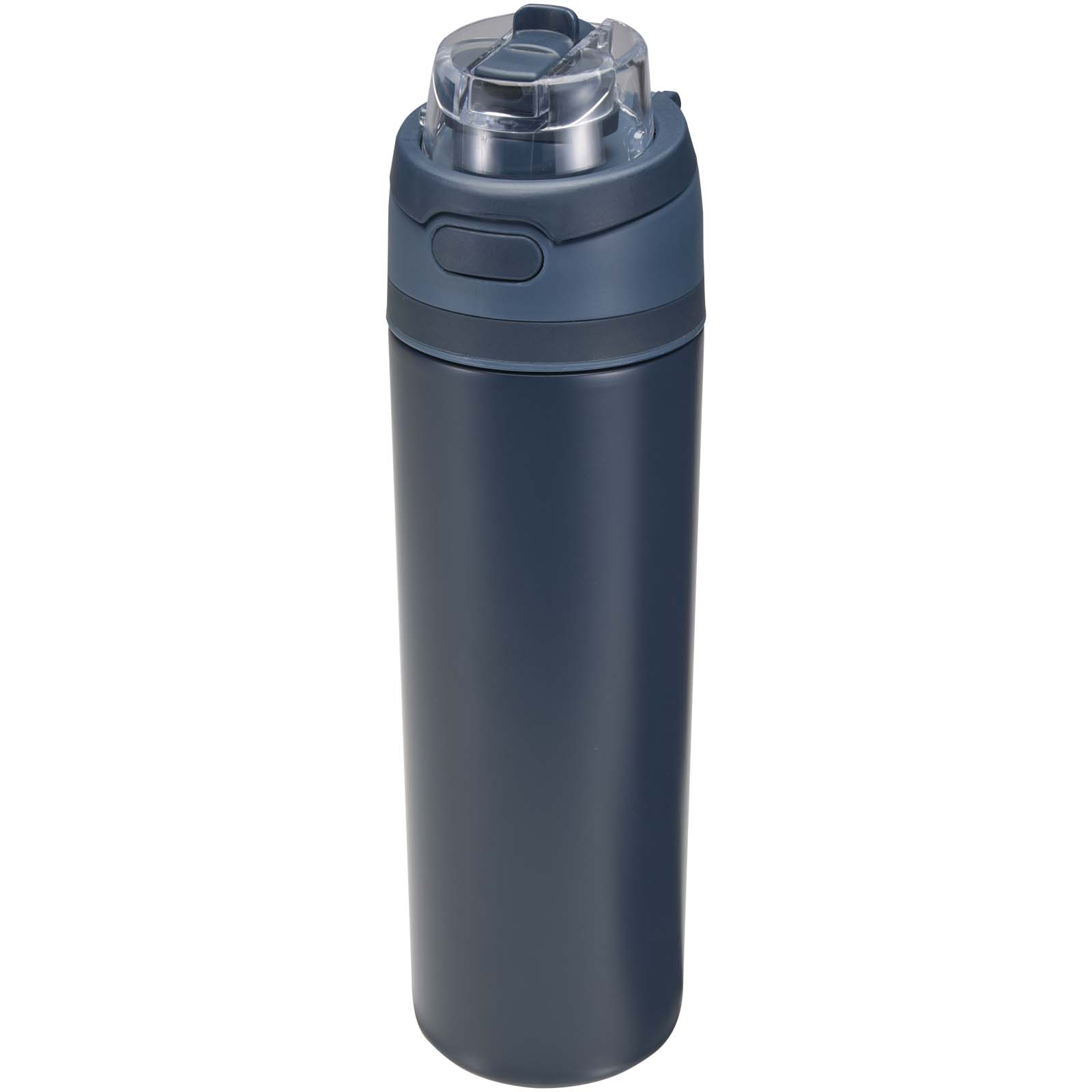 Bidon na wodę Theron 800 ml z jednowarstwowej stali nierdzewnej pochodzącej z recyklingu, certyfikowanej zgodnie z RCS, z pok P179017C granatowy