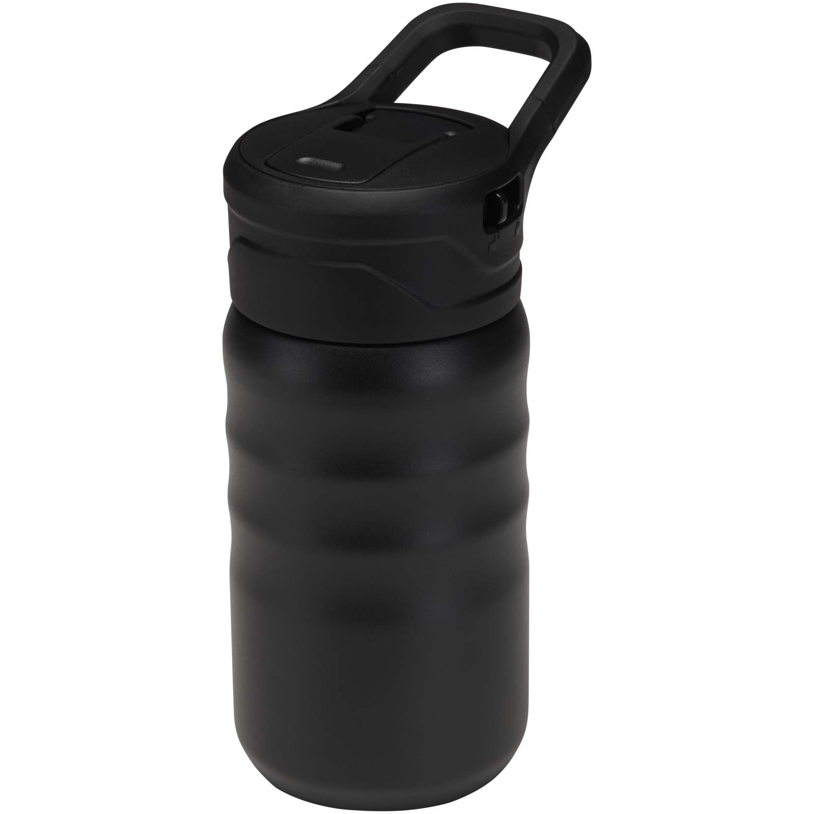 Bidon sportowy Knox o pojemności 350 ml, wykonana ze stali nierdzewnej z podwójnymi ściankami i materiału pochodzącego z recy P179020C czarny