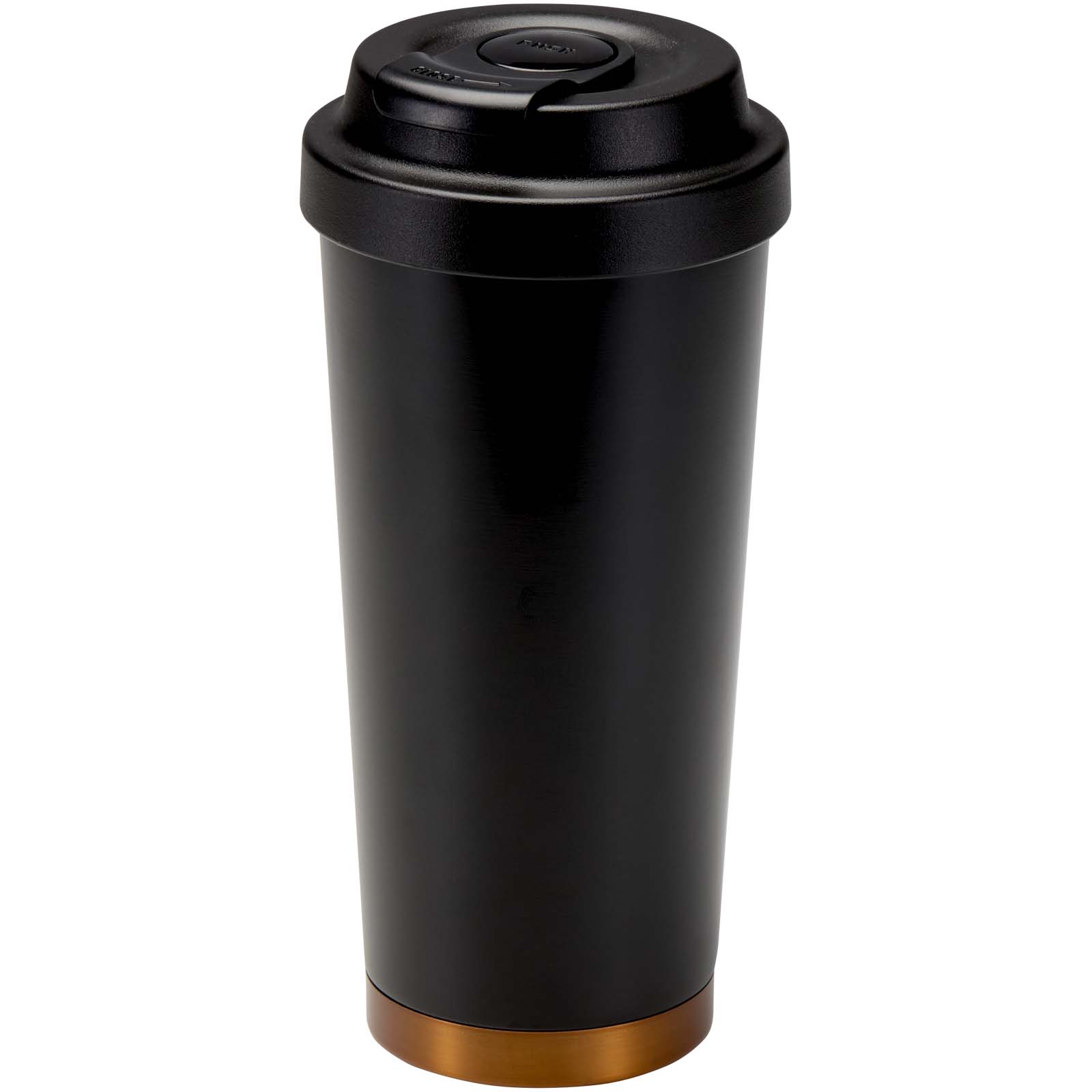 Kubek termiczny Hampton o pojemności 480 ml, wykonany ze stali nierdzewnej z recyklingu z certyfikacją RCS, z podwójnymi ścia P179032C czarny