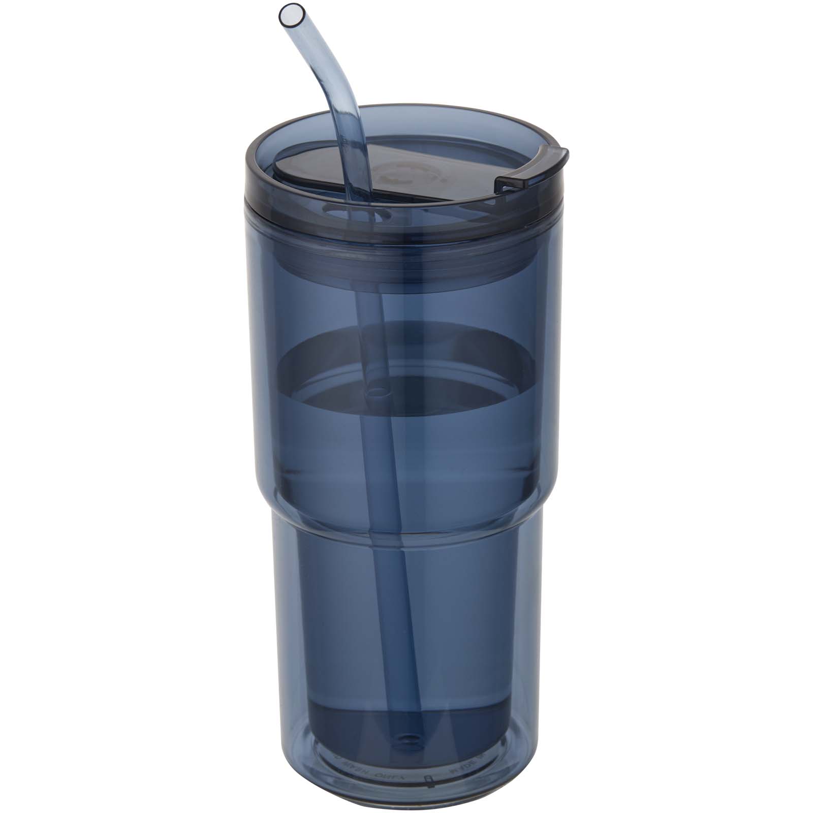 Kubek plastikowy Archer o pojemności 480 ml z podwójnymi ściankami P179073C oceaniczny niebieski