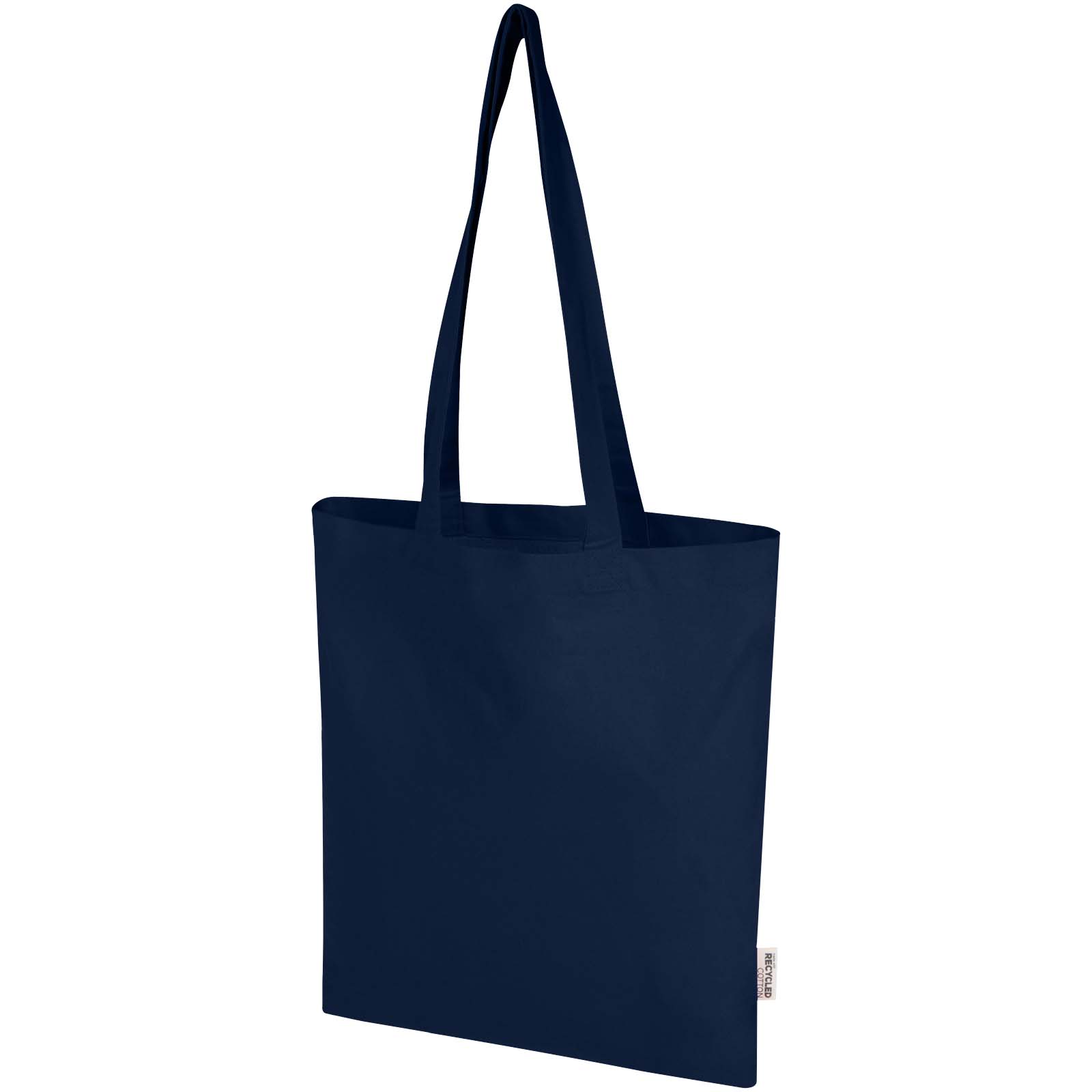Madras Blend torba na zakupy z bawełny z recyklingu z certyfikatem GRS o gramaturze 140 g/m² i pojemności 7l P121307C granatowy Madras Blend torba na zakupy z bawełny z recyklingu z certyfikatem GRS o gramaturze 140 g/m² i pojemności 7l P121307C granatowy