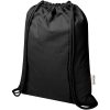 Oregon Blend torba ściągana sznurkiem z materiału materiału z recyklingu, 140 g/m², 5 l, posiadająca certyfikat GRS P121314C czarny