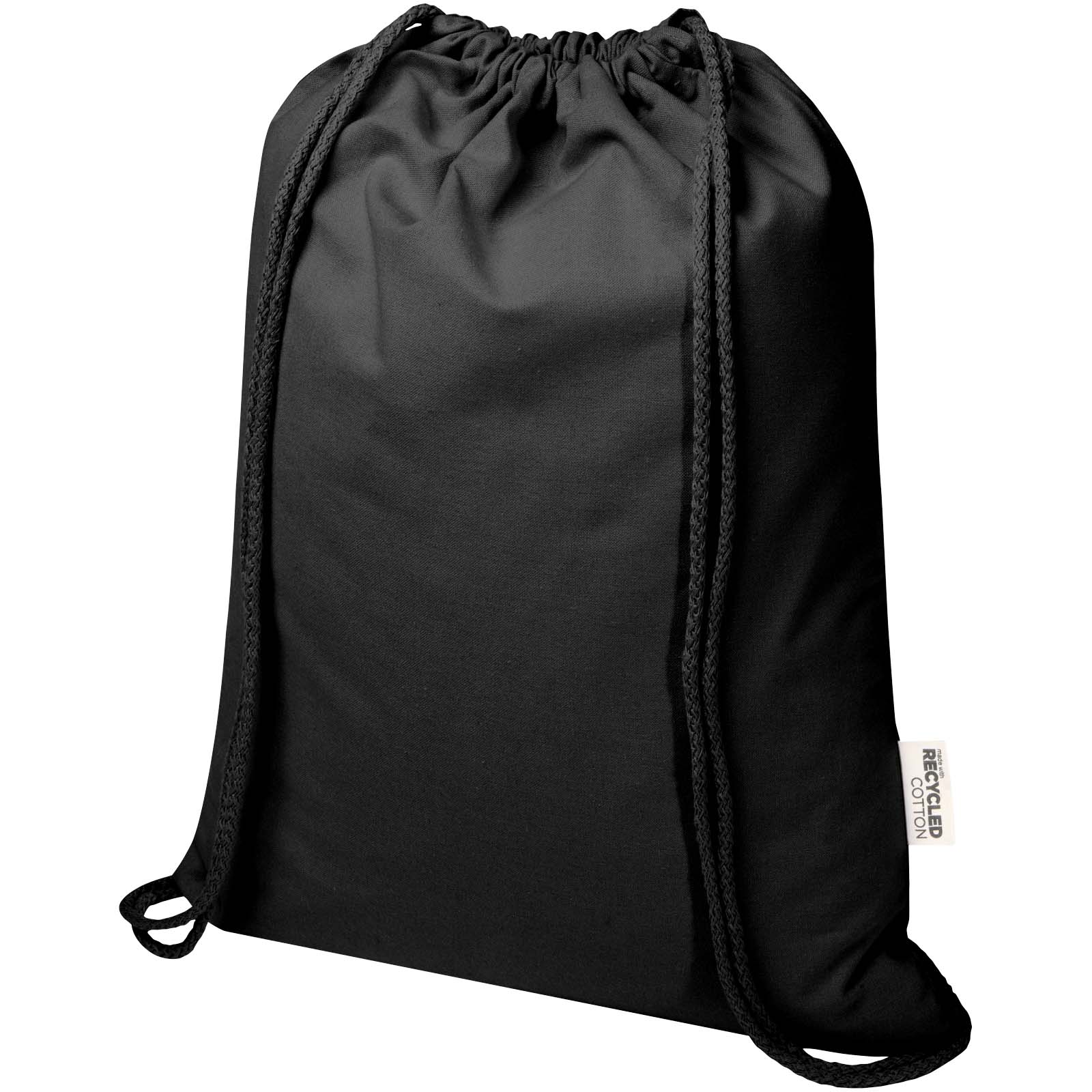 Oregon Blend torba ściągana sznurkiem z materiału materiału z recyklingu, 140 g/m², 5 l, posiadająca certyfikat GRS P121314C czarny