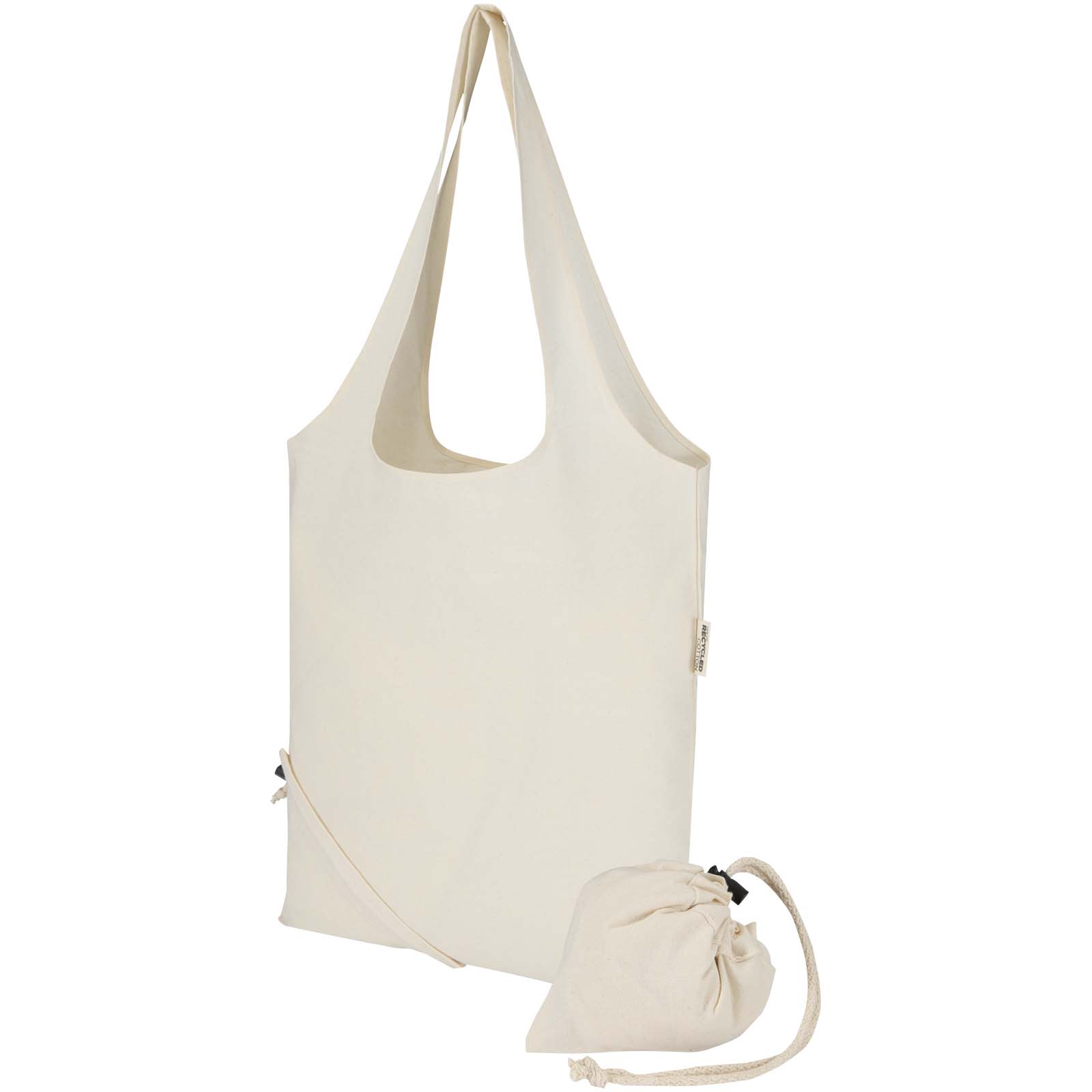 Madras Blend - torba na zakupy, wykonana z recyklingowanej baweły o gramaturze 140 g/m² posiadającej certyfikat GRS, składana P179052C naturalny