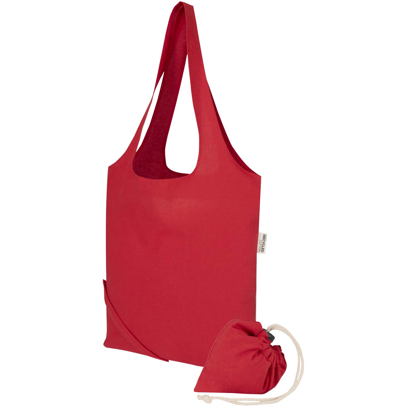 Madras Blend - torba na zakupy, wykonana z recyklingowanej baweły o gramaturze 140 g/m² posiadającej certyfikat GRS, składana P179052C czerwony