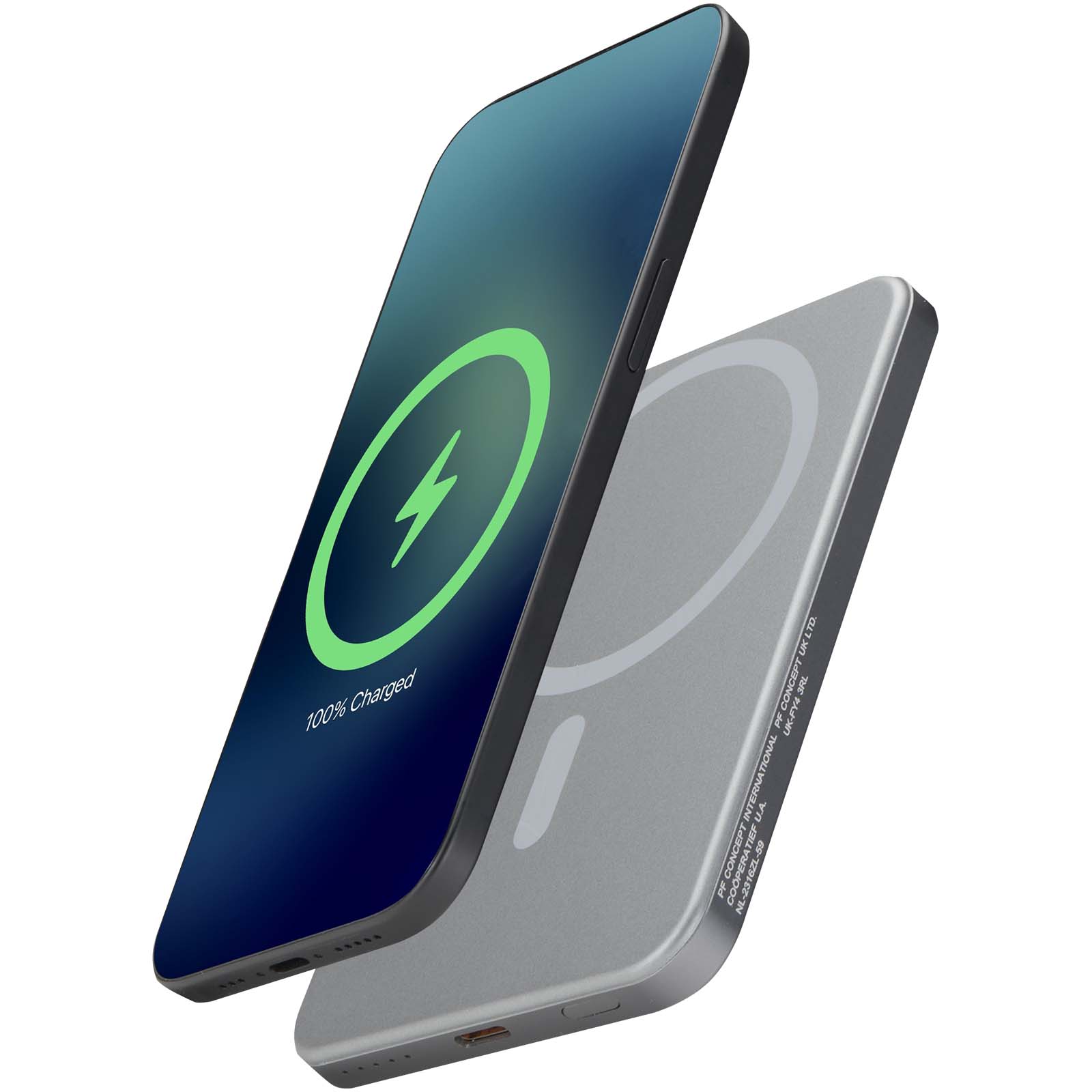 Powerbank Avis 5000 mAh z recyklingowanego aluminium posiadającego certyfikację RCS, z wbudowanym magnesem P178870C metaliczny grafitowy Powerbank Avis 5000 mAh z recyklingowanego aluminium posiadającego certyfikację RCS, z wbudowanym magnesem P178870C metaliczny grafitowy