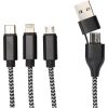 Alphecca - kabel ładujący 5 w 1 wykonany z recyklingowanego aluminium i tworzywa RPET P178896C