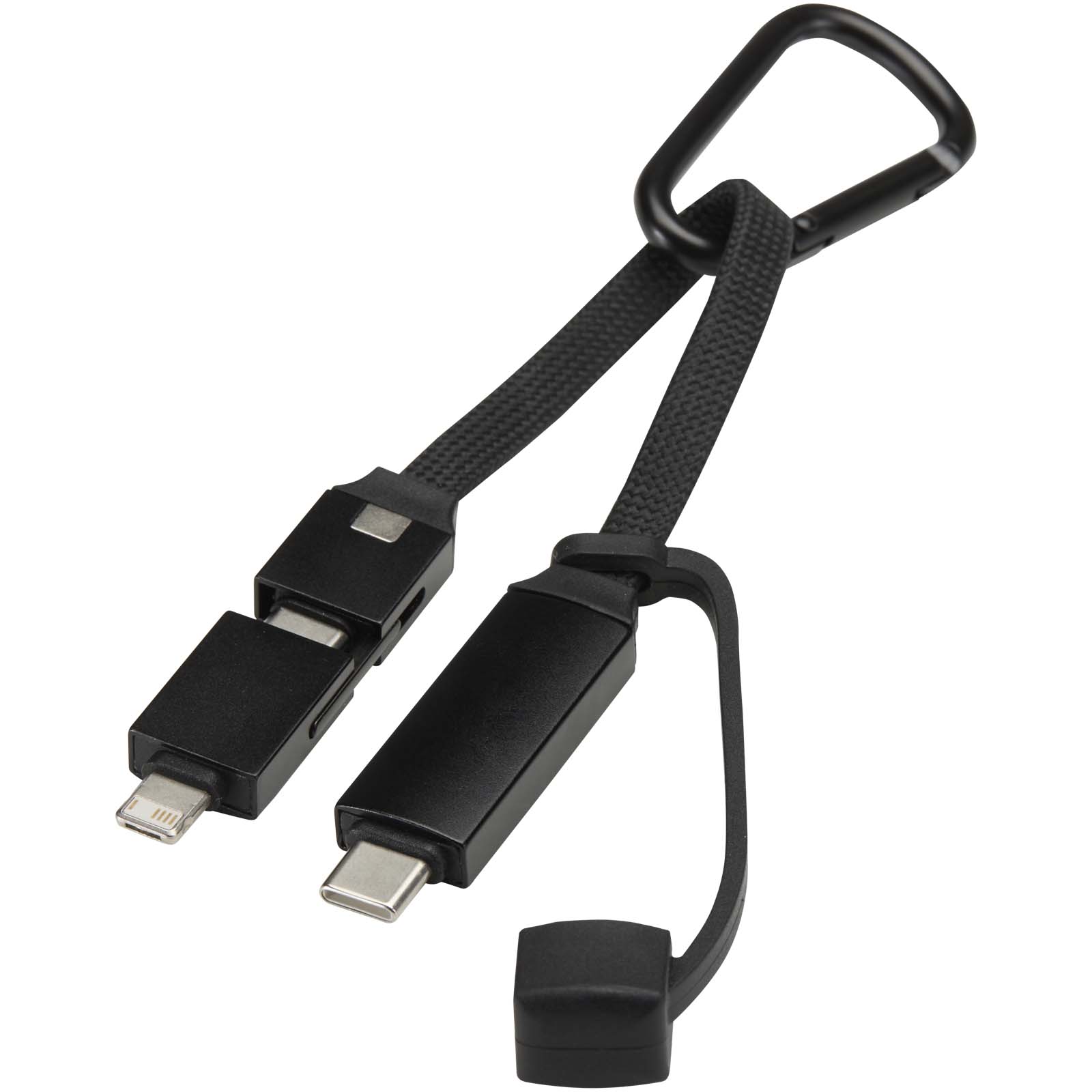 Kabel ładujący Algieba 65 W 3 w 1 wykonany z recyklingowanego aluminium, z karabińczykiem P178901C