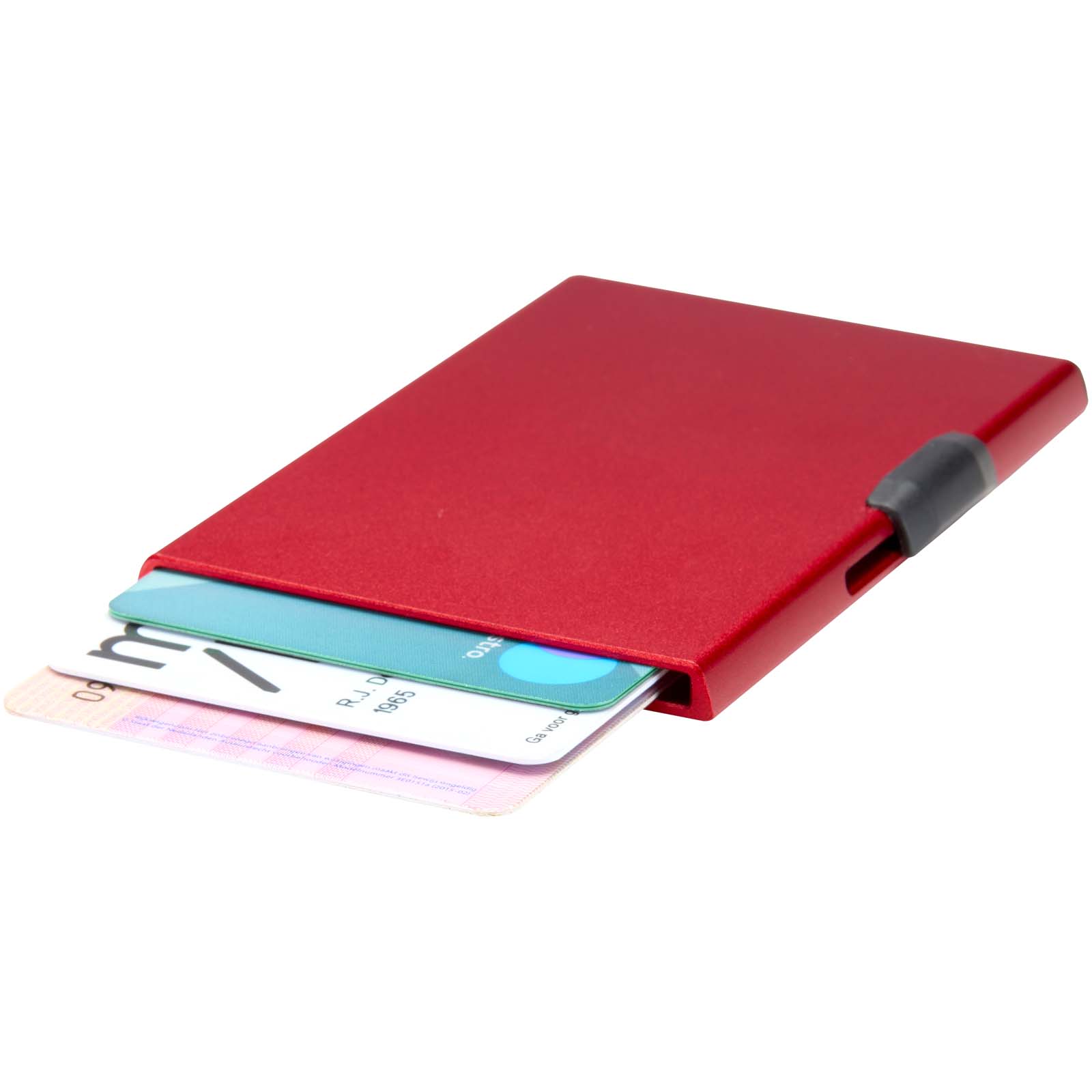 Magnetyczne etui na karty z ochroną RFID, wykonane z materiałów z certyfikatem RCS P179154C czerwony