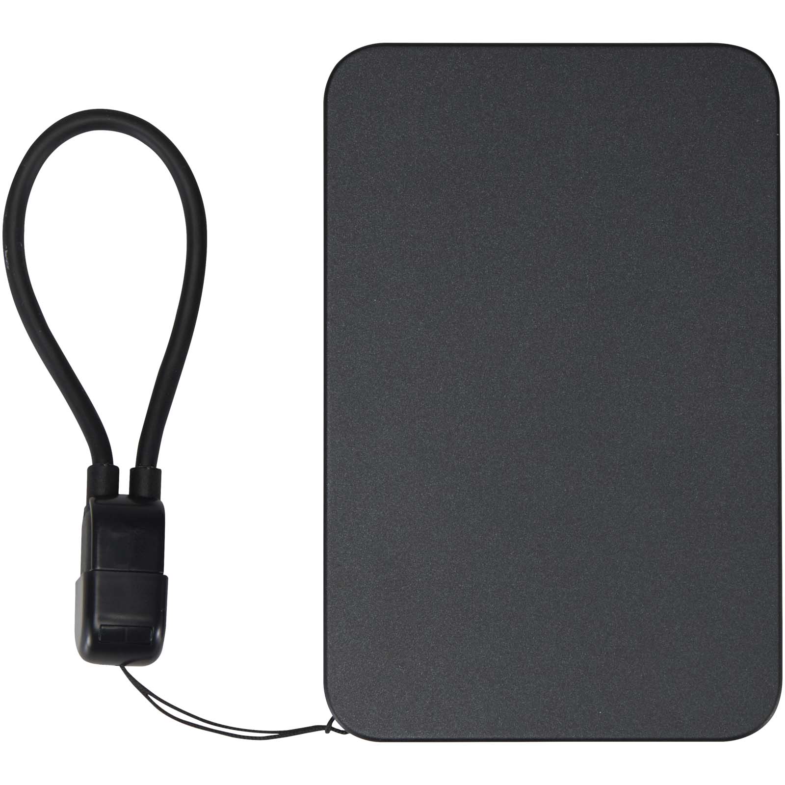 Powerbank SMART o pojemności 5000 mAh, wykonany z tworzywa sztucznego pochodzącego z recyklingu, ze smyczą na szyję P179161C