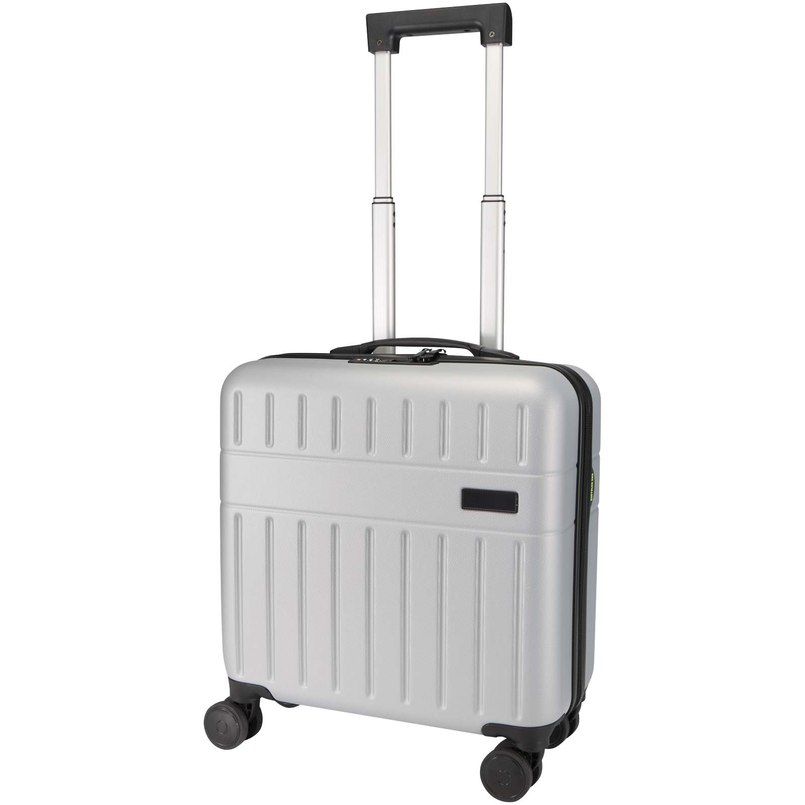 Rover - walizka na kółkach na laptop o przekątnej 16 cali, wykonana z materiałów z recyklingu (GRS), pojemność 30 litrów P178963C srebrny Rover - walizka na kółkach na laptop o przekątnej 16 cali, wykonana z materiałów z recyklingu (GRS), pojemność 30 litrów P178963C srebrny