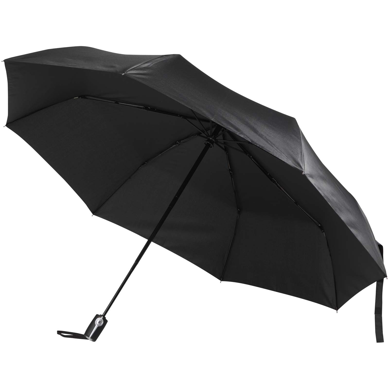 Składany parasol Gale 27 cali wykonany został z tworzywa sztucznego RPET. Wyposażony jest w funkcję automatycznego otwierania P178998C czarny
