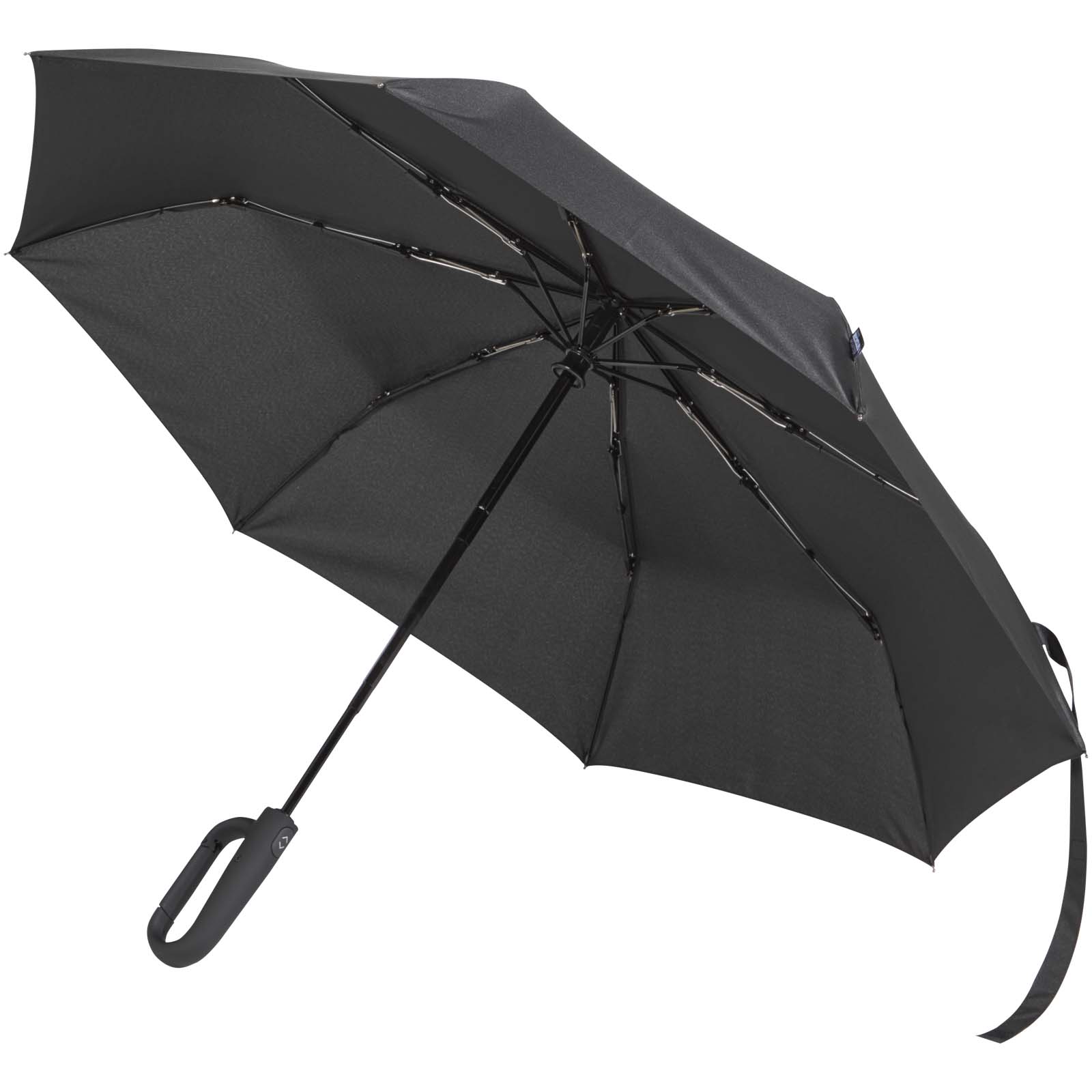 Składany parasol SMART 21 cali, wykonany z tworzywa sztucznego RPET P179002C czarny
