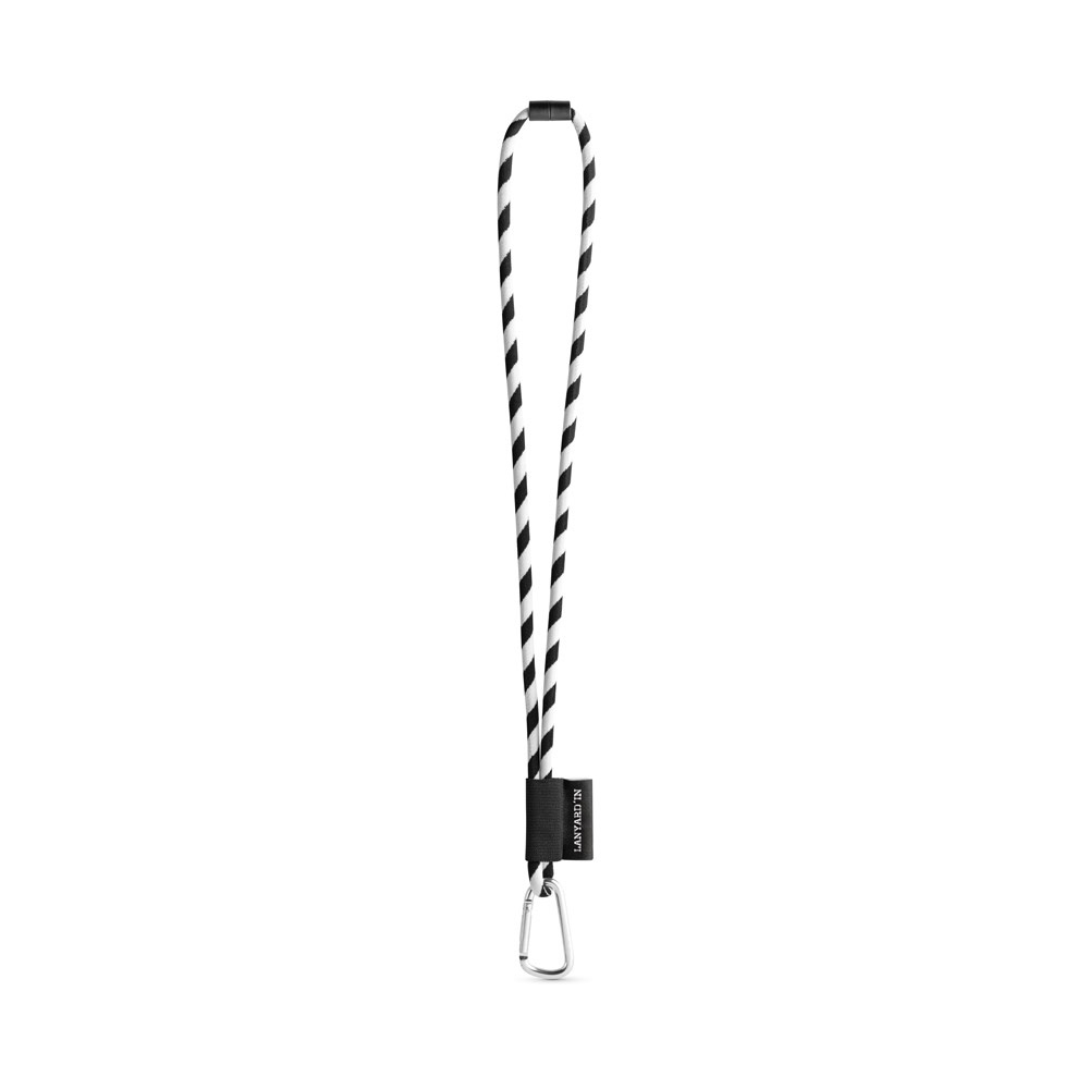 75089. SET Lanyard TUBE Long (Ø 7 mm) z karabińczykiem w kształcie litery D o długości 55 mm i zapięciem bezpieczeństwa o średnicy Ø 7 mm P040881S czarny / biały 75089. SET Lanyard TUBE Long (Ø 7 mm) z karabińczykiem w kształcie litery D o długości 55 mm i zapięciem bezpieczeństwa o średnicy Ø 7 mm P040881S czarny / biały