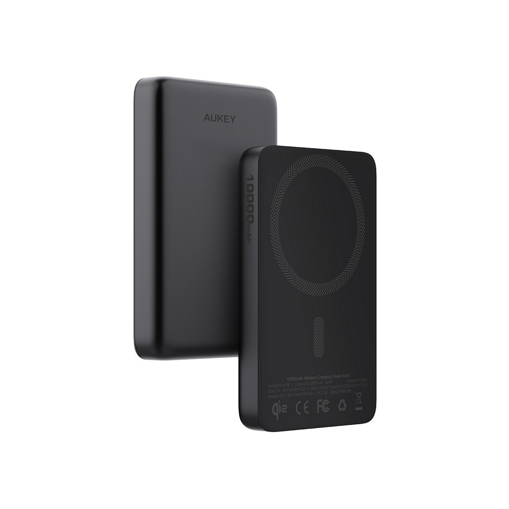 Magnetyczny, bezprzewodowy power bank 10000 mAh Aukey P178134X AX-VAM12-W