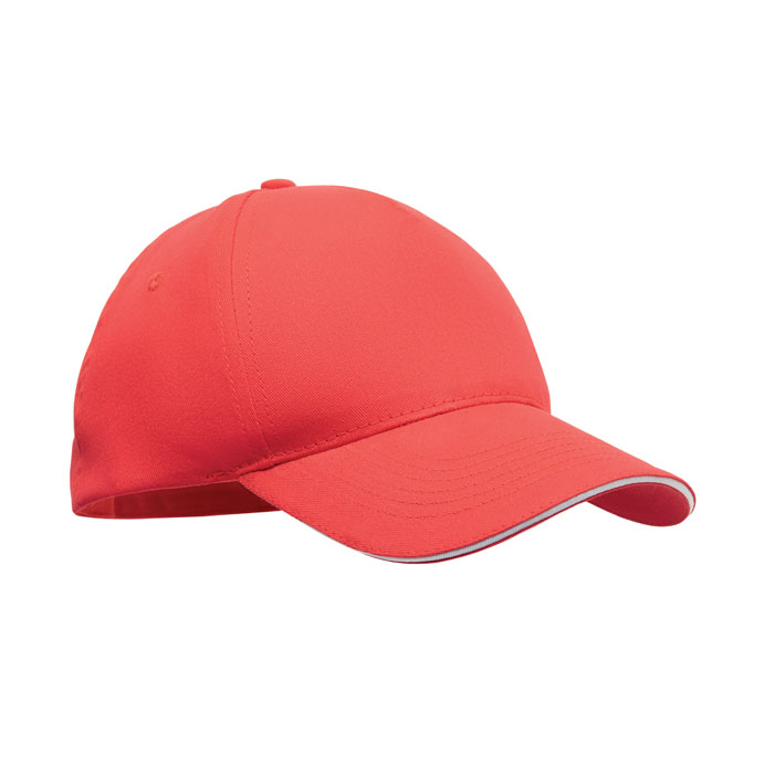 5-panel czapka z daszkiem 180gr P100743O bialy / czerwony