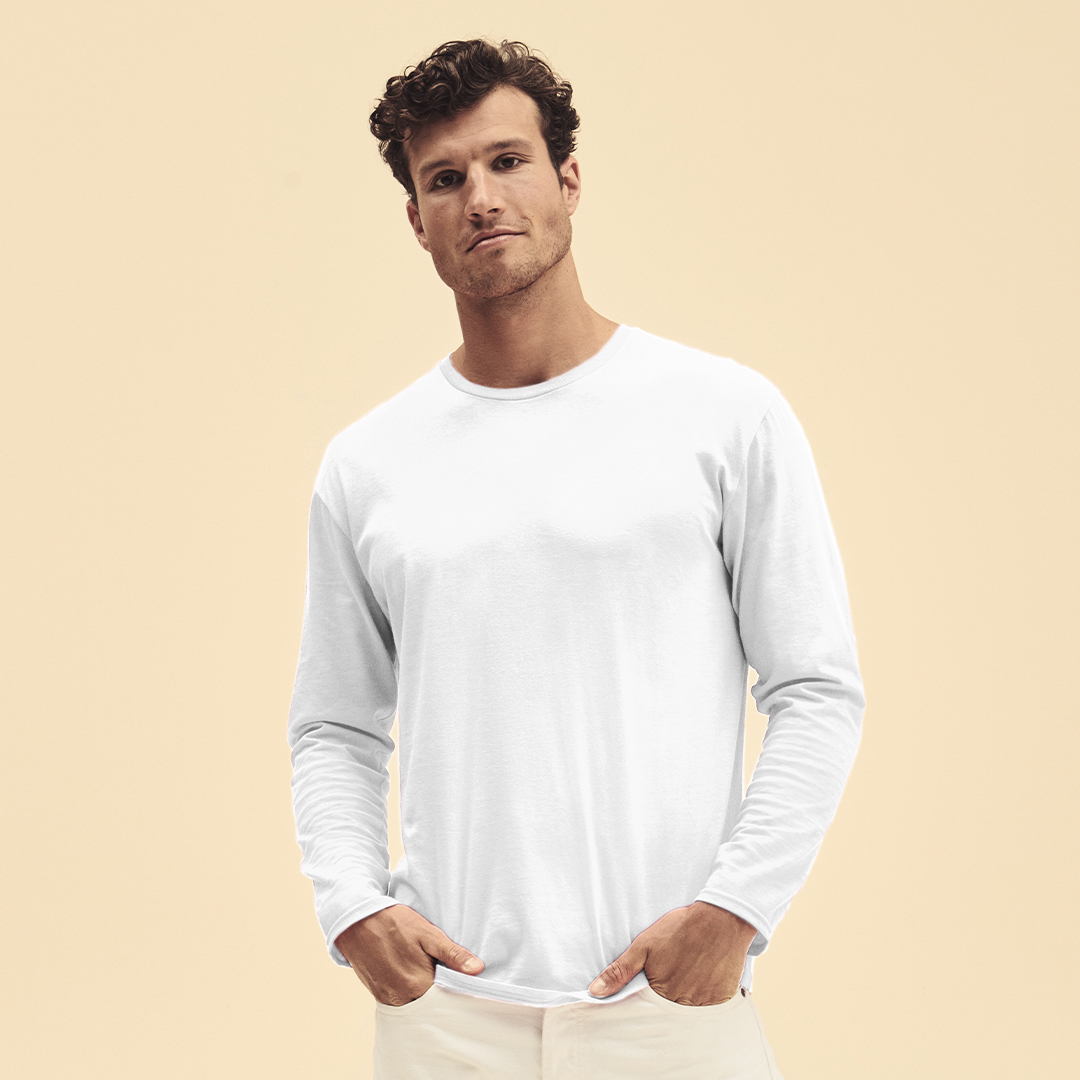 Biały T-shirt dla dorosłych Koszulka Iconic z długim rękawem P182410T
